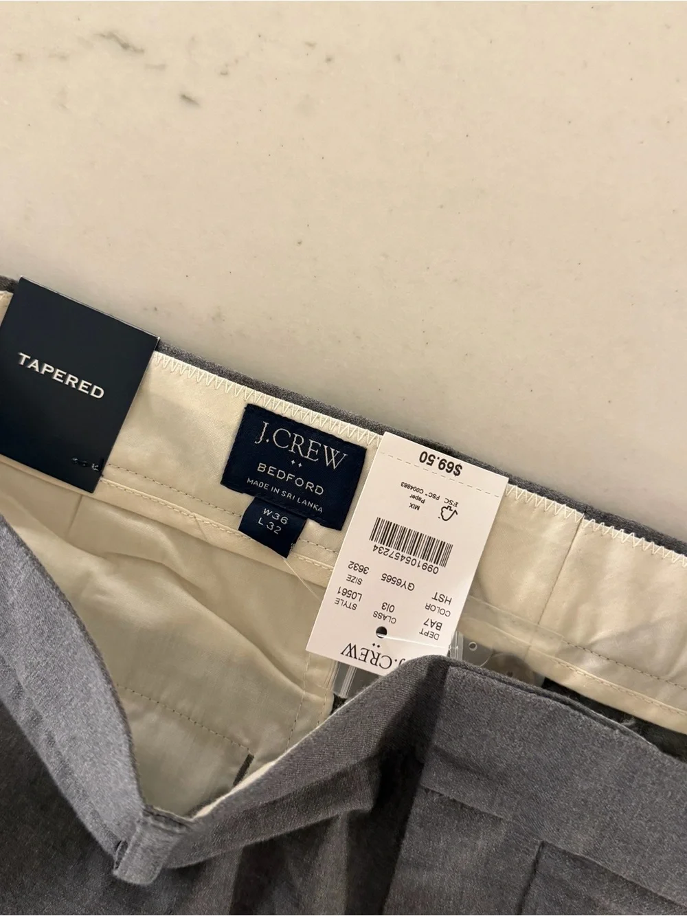 J.CREW Bedford Flex Men's 36x32 Gray Fit Chino Pants NWT Tapered Fit